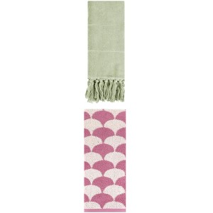 REGALWOVEN 2 Packs Cotton Geometric and Solid Absorbent Soft Hand Towel for Bathroom Kitchen - 1 of 4