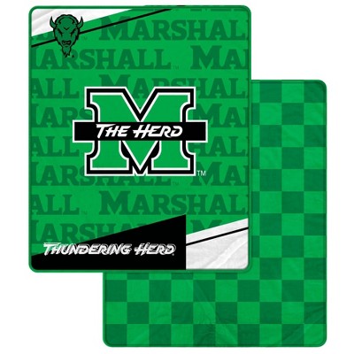 NCAA Marshall Thundering Herd Diagonal Ghost Checker Double Sided Blanket