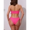 INSPIRE CHIC Women's Bandeau Drawstring Side Tie Ribbed Bikini Sets, Strapless Top Triangle Bottom Swimwear Bathing Suits 1 Set - 3 of 4