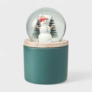 Snow Globe Candle for Christmas - Holiday Gift with Snowman & Santa Snow Globes - Dual Use Candle & Decor - 6oz/170g - 1 of 4