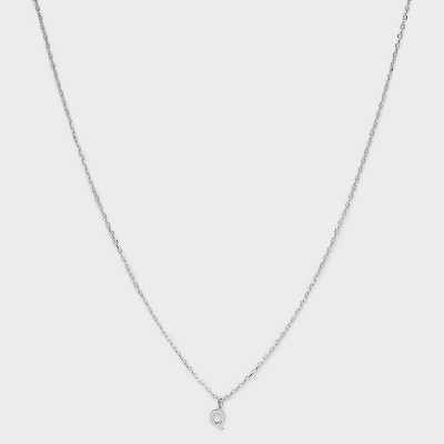 Sterling Silver Small Polished Initial Pendant Necklace - A New Day™ Silver