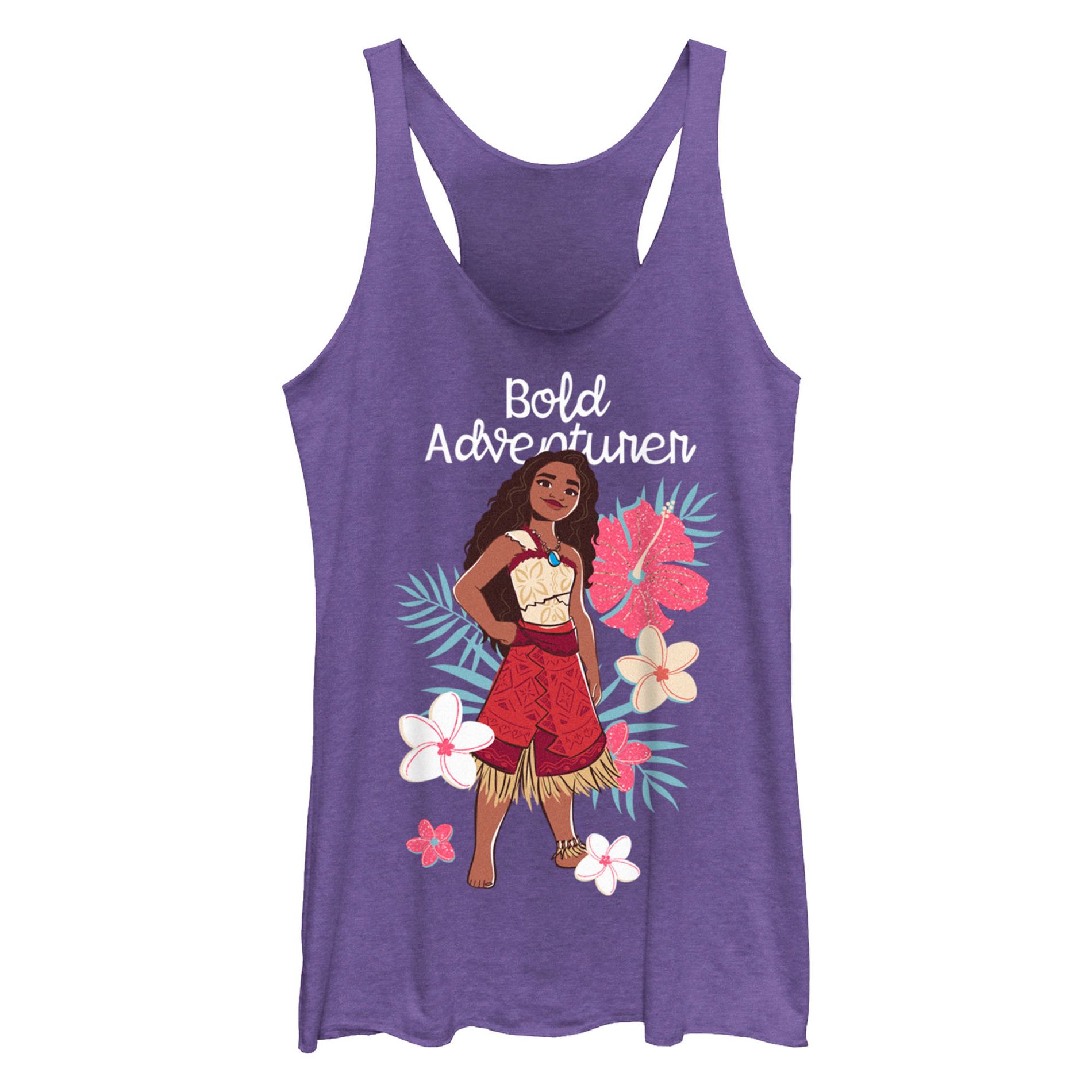 Women's Moana 2 Bold Adventurer  Racerback Tank Top - Purple Heather - Small