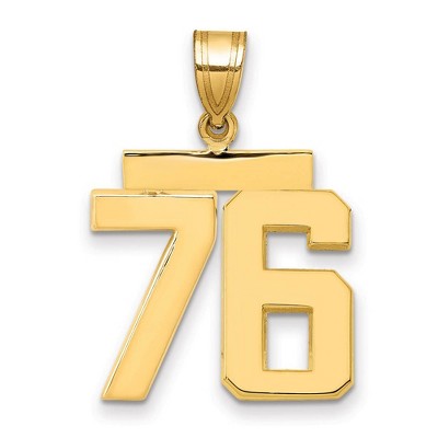 Black Bow Jewelry 14k Yellow Gold, Athletic Collection Medium Polished Number 76 Pendant