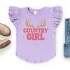 Country Girl Antlers Puff Print  - Flutter Sleeve Graphic T-Shirt - 2 of 4