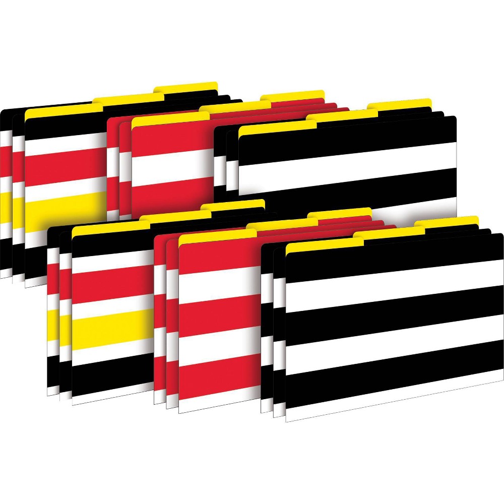 Barker Creek 18pk Buffalo Plaid & Wide Stripes Legal Size File Folders Design Set: 15" Cardstock, Multicolor, Top Tab