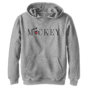 Boy's Disney Mickey Mouse Minimalist Name Pull Over Hoodie - 1 of 4