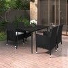 vidaXL 5-Piece Patio Dining Set - Outdoor Furniture with Poly Rattan Chairs, Glass Top Table & Cushions in Black/Cream - 2 of 4