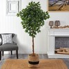 Nearly Natural 6-ft Artificial Ficus Tree with Handmade Jute & Cotton Basket - 3 of 4