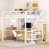 Whisen Full Size Metal Loft Bed with Desk and Convertible Storage Staircase and Small Wardrobe - 2 of 4