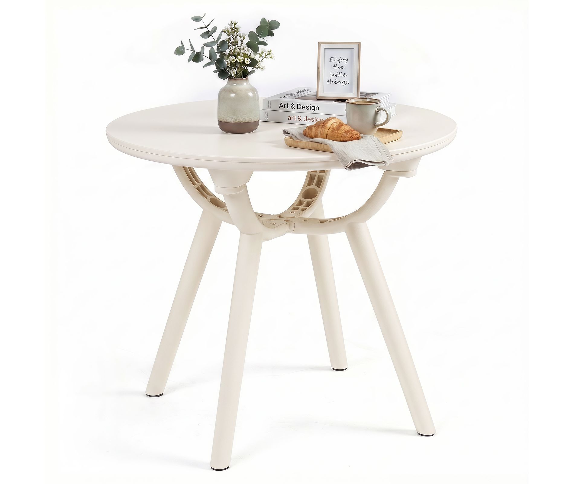 Costway Outdoor Side Table 20'' Round Storage Side Table Weather-Resistant End Table White