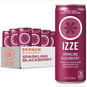 IZZE Sparkling Juice Beverage Blend, Blackberry, No Sugar Added, 8.4 FL OZ, 24 Cans - 1 of 4
