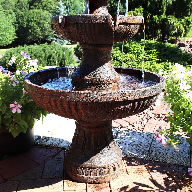Sunnydaze 43"H Electric Fiberglass and Resin 3-Tier Flower Blossom Outdoor Water Fountain, 5 of 10