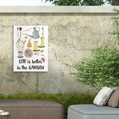 Life is Better in the Garden Outdoor Canvas Print