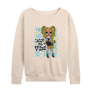 Women's - LOL Surprise! - Catch My Vibe Lightweight French Terry Wide Neck Long Sleeve Shirt - 1 of 4