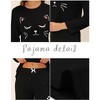 cheibear Women's Lounge Cute Cat Long Sleeve Tops with Pants Pajama Set - 4 of 4