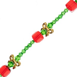 Crystal Lane DIY Glass & Metal Red Present Stack 7" Designer Holiday Christmas Bead Strand - 1 of 4