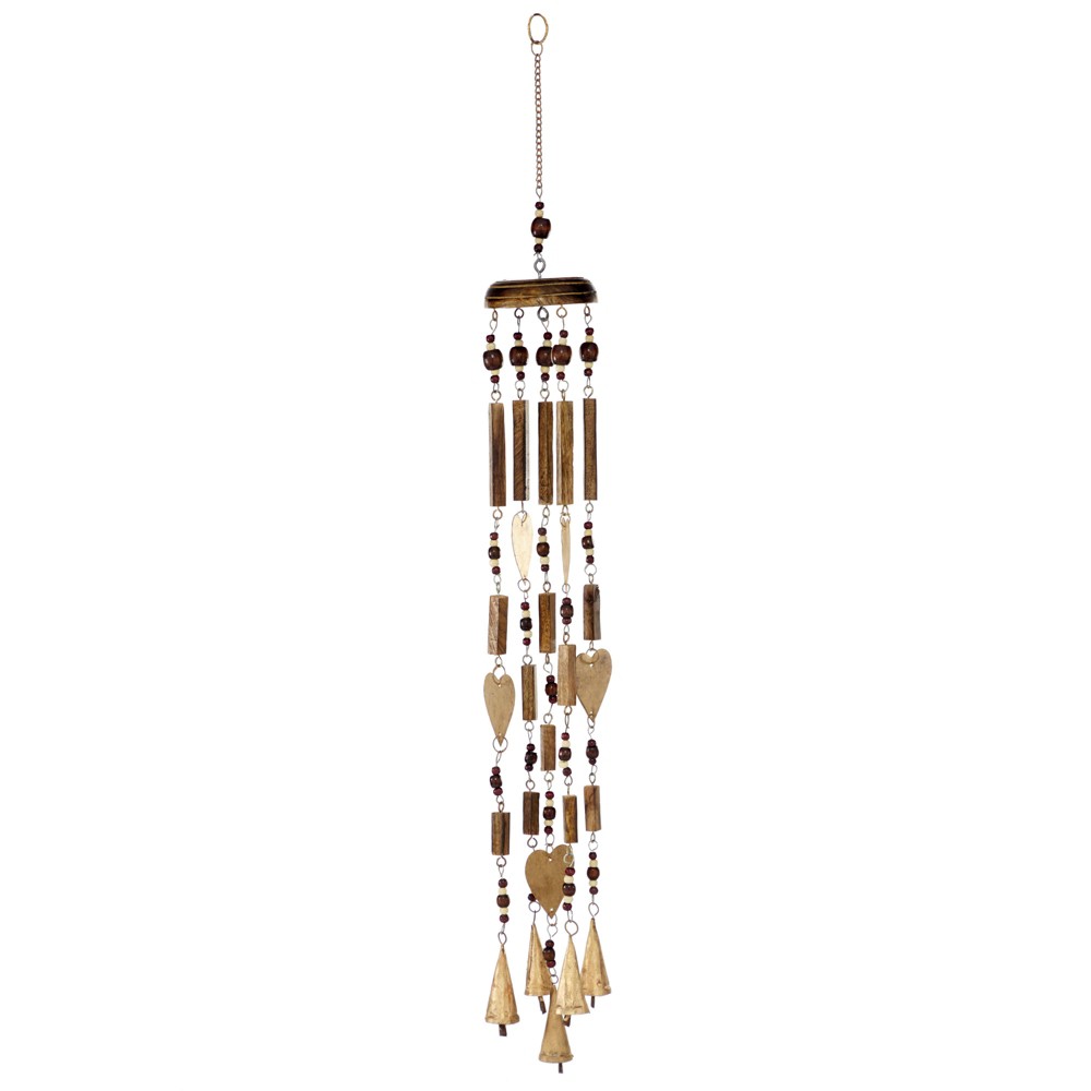 33" Iron Coastal Hearts Windchime Gold - Olivia & May