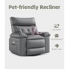 Faux PU Leather Manual Recliner Chair with Extra Plush 1.5X Sponge Comfort Arm and Back, Spacious Lazy Chair - 4 of 4