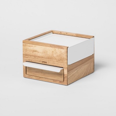 Mini Stowit Jewelry Box Natural/white - Umbra: Hardwood & Metal ...