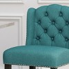27 Inch Counter Height Stools Set Of 2,Fabric Tufted Wingback Upholstered Kitchen Chairs ,Armless Rubberwood Legs Living Room Chairs -Cuddlewood - 4 of 4