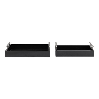 Lipton Rectangular Wood Tray with Polished Metal Handles
