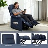TopComfy Accent Chairs Elderly Lift Chair with Pockets Quick Assembly Soft Fabric Comfortable Seating for Living Room, Blue, 34.6"*26.8"*40.9" - 3 of 4
