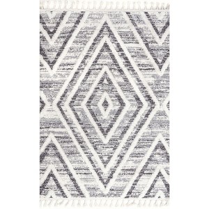 Nuloom Fleur Geometric 4x6 Indoor Area Rug for Living Room Bedroom Dining Room Kitchen, Grey/Ivory - 1 of 4