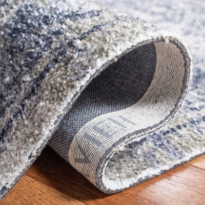 Handmade Classic Vintage Blue Cotton Blend 27" Area Rug