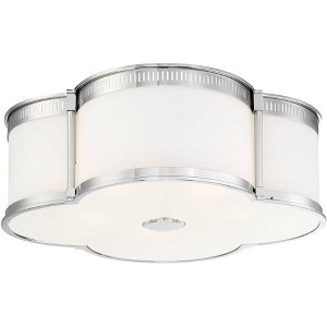 Minka Lavery Modern Ceiling Light Flush Mount Fixture 22" Polished Nickel Dimmable LED Etched White Glass for Bedroom Kitchen Home - 1 of 3