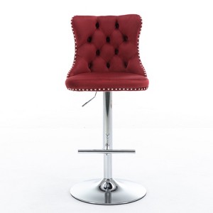 OUTSUPPLY Set of 2, Swivel Velvet Bar Stools, Adjustable Height, Modern Upholstered Stool for Kitchen Island & Pub - 1 of 4