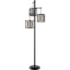 Cal Lighting 60W x 3 Lantern metal floor lamp with metal framed fabric shades - 3 of 4