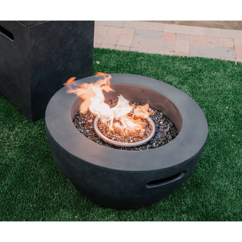 Kante 25&#34; Outdoor Round Concrete &#38; Metal Propane Gas Smokeless Bowl Fire Pit Table - Charcoal - Rosemead Home &#38; Garden, Inc., 6 of 10