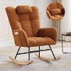 Upholstered Nursery Rocking Chair Indoor Comfortable Glider Chair High Back Teddy Boucle Rocker Chair for Baby Nursery,Living Room,Bedroom - 4 of 4