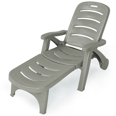 Tangkula Outdoor Chaise Lounge Chair 5-Position Folding Recliner for Beach Poolside Backyard