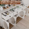 62'' Buffet Cabinet with Storage,Wooden Buffet Cabinet with 3 Drawers and 4 Fluted Glass Doors, Coffee Bar Cabinet Buffet Table - 4 of 4