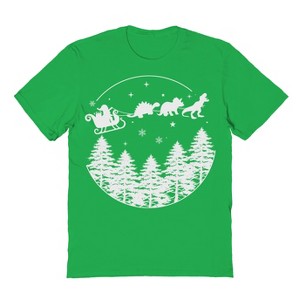 Rerun Island Men's Christmas Dinosaur Ride Short Sleeve Graphic Cotton T-Shirt - 1 of 1