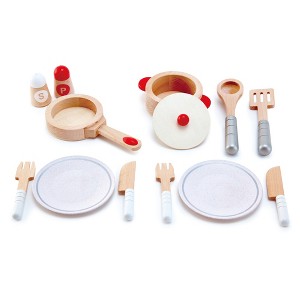 Hape Cook & Serve Wooden Kitchen Accessory Playset, 13 Pieces - 1 of 4