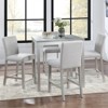 5-Piece Counter Height Dining Set with Crystal Decor: Square Wood Table, 4 Upholstered Chairs , Ideal for Kitchen - 2 of 4