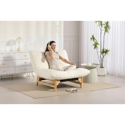 Okak Modern Armless Oversized Corduroy Bean Bag Sofa Chair with Backrest,Deep Seat Single Sofa for Living Room,Apartment,Guestroom