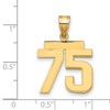 Black Bow Jewelry 14k Yellow Gold, Athletic Collection Medium Polished Number 75 Pendant - 2 of 3