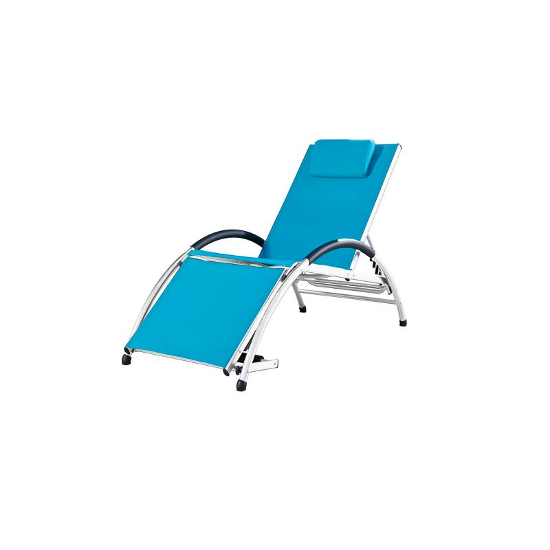 The Hamptons Collection 67” Blue Foldable and Adjustable Aluminum Outdoor Lounge Chair, 1 of 5