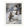 HomeRoots Boy Building A Snowman White Framed Wall Art - 4 of 4