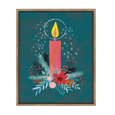 18" x 24" Sylvie Holiday Candle by Mia Charro Framed Canvas Gold - Kate & Laurel All Things Decor