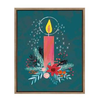 18" x 24" Sylvie Holiday Candle by Mia Charro Framed Canvas Gold - Kate & Laurel All Things Decor