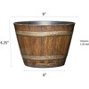 Classic Home and Garden Indoor/Outdoor Round Whiskey Resin Flower Pot Barrel Planter, Oak Brown - 4 of 4