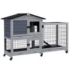 LAOTIES 59" 2-Story Rabbit Hutch,Large Wooden Bunny Cage with Wheels,Waterproof Indoor And Outdoor Small Animal House with Slide-Out Tray - 4 of 4