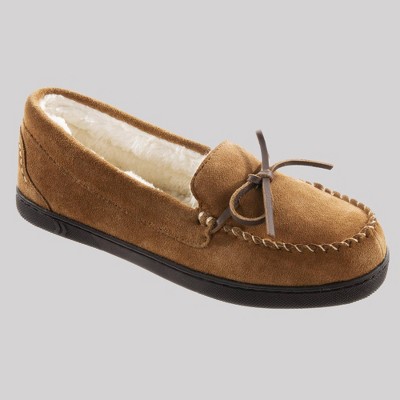 Isotoner Women's Genuine Suede Moccasin Slippers - Tan XL