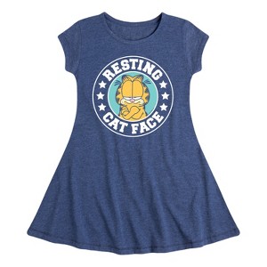 Girls' - Garfield - Resting Cat Face Fit & Flair Cap Sleeve Dress - 1 of 3