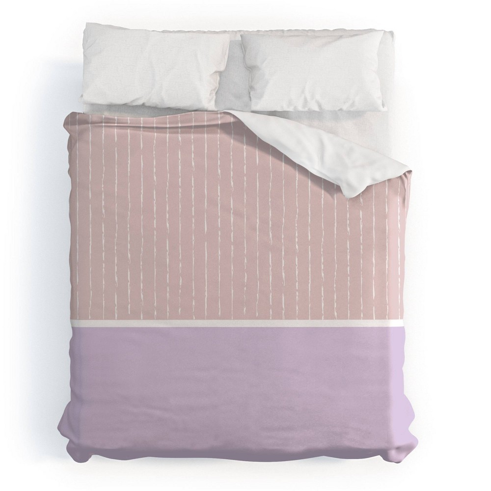 Photos - Bed Linen Deny Designs 3pc Full/Queen Summer Sun Duvet Cover Bedding Set Pink: Microfiber, Abstract Pattern, Hidden Zipper