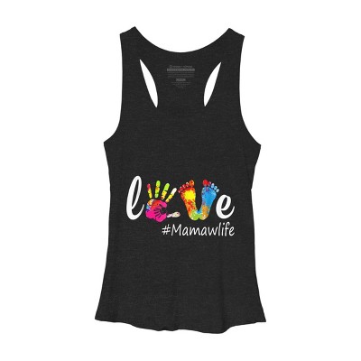 Women's Design By Humans Love Hands and Feet #Mamawlife By Chos Racerback Tank Top